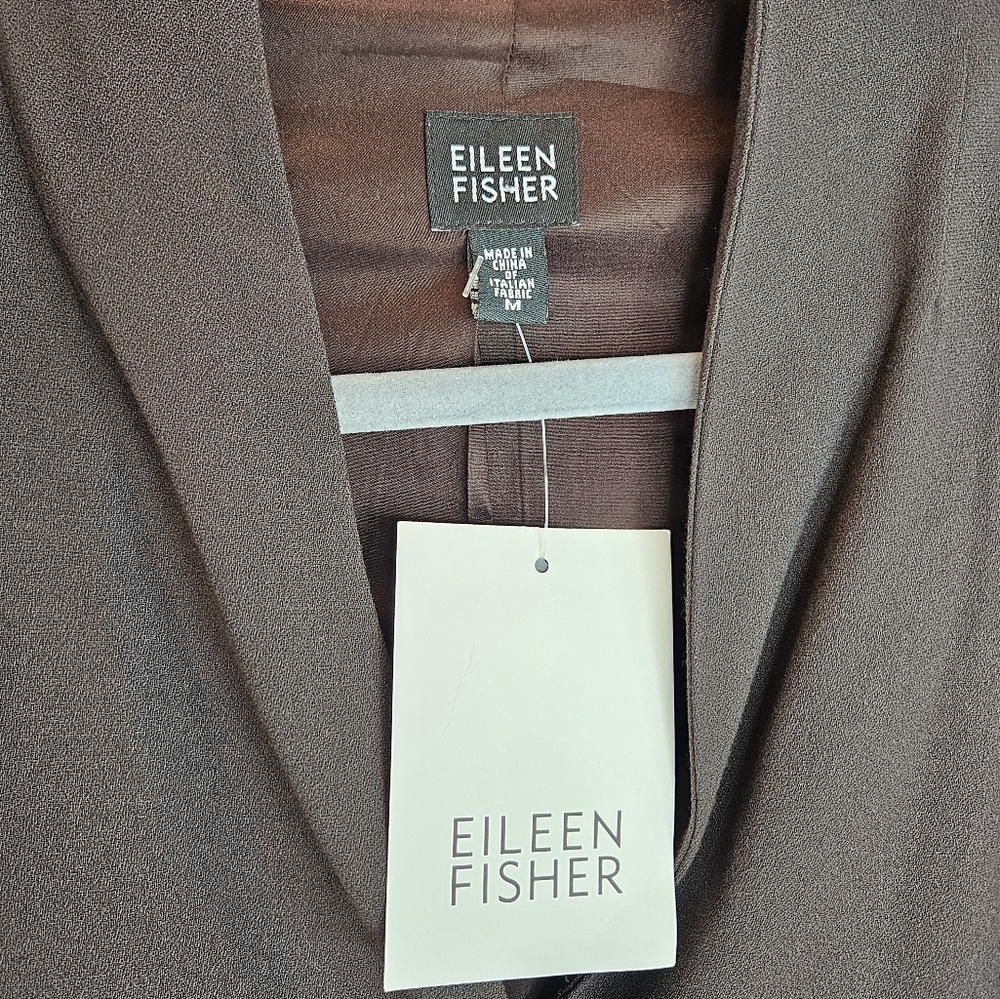 Eileen Fisher Womens Brown Wool Blend Coat Sz M Dress Coat Suit Coat Pockets - Picture 5 of 11